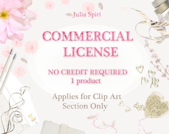 Licencia Comercial solo para la Sección CLIP ART, SIN Crédito Requerido, Producto Único