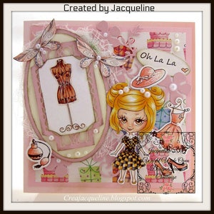 Paper Doll, Digital stamps, Girl stamps, Digi, Closet, Hairstyles, Shoes, Clothes, Big Eyes, Coloring, Crafting, Dress. Paper Doll Samantha image 5