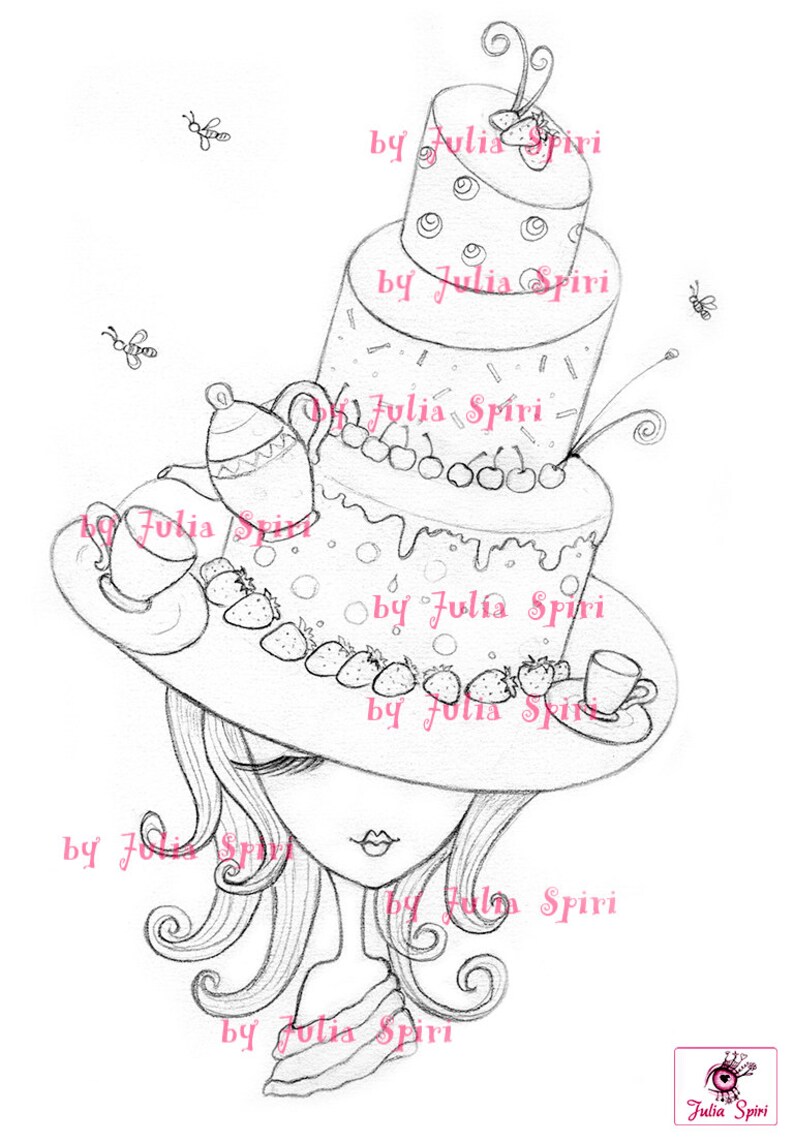 Set of 4 Digital Stamps Digi Coloring Hat Stamps Etsy