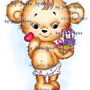 Digital Stamps, Digi stamp, Coloring pages, Teddy stamps, Pets stamp, Gift. The Collection: I have Something for You! The Teddy and Gift