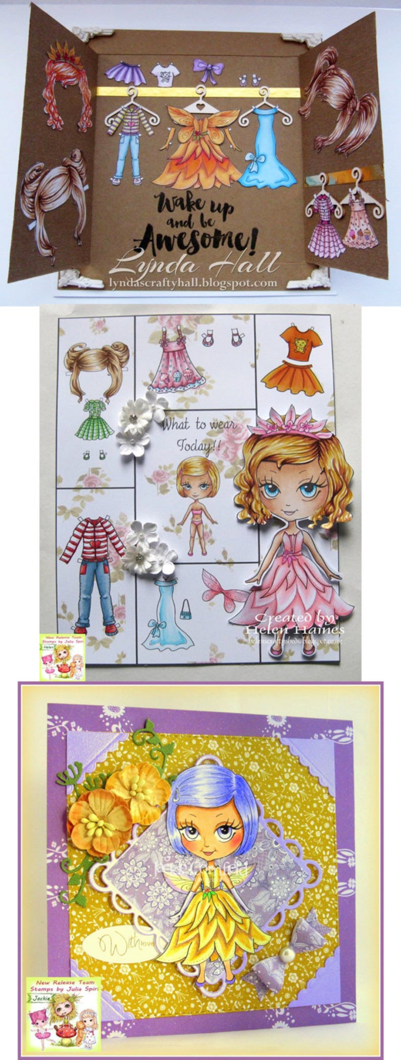 Paper Doll, Digital stamps, Girl stamps, Digi, Closet, Hairstyles, Shoes, Clothes, Big Eyes, Coloring, Crafting, Dress. Paper Doll Samantha image 4