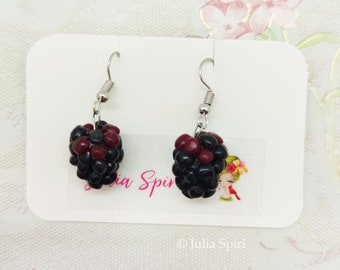 Handmade Polymer Clay Earrings and Necklace. Blackberry