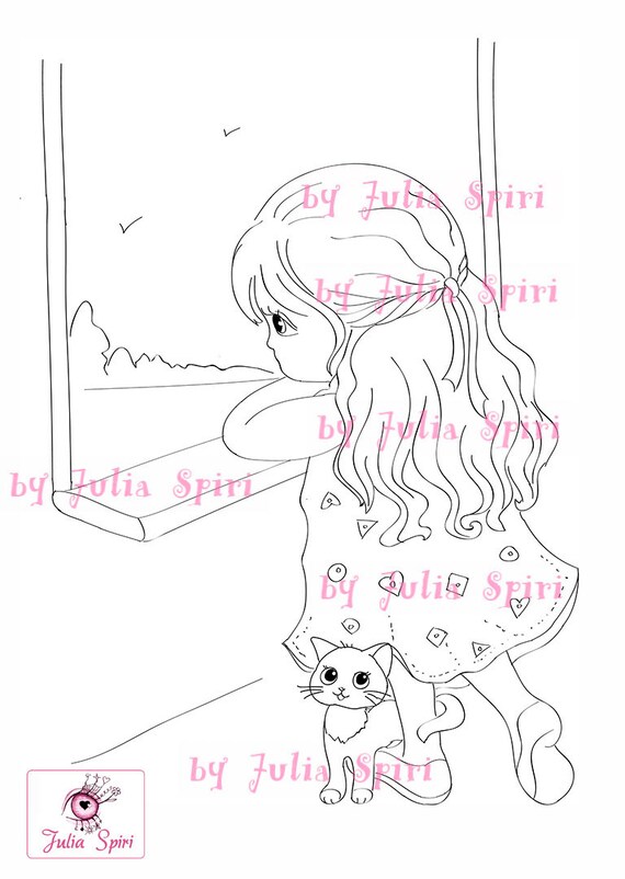 Digi Stamps Scrapbooking printable Digital stamp Girl | Etsy