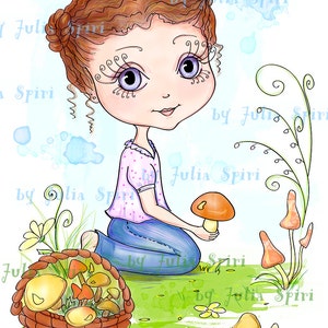Timbri digitali, timbri digitali, scrapbooking stampabile, timbri per bambini, disegni da colorare, disegni per bambini stampabili. Raccolta di funghi