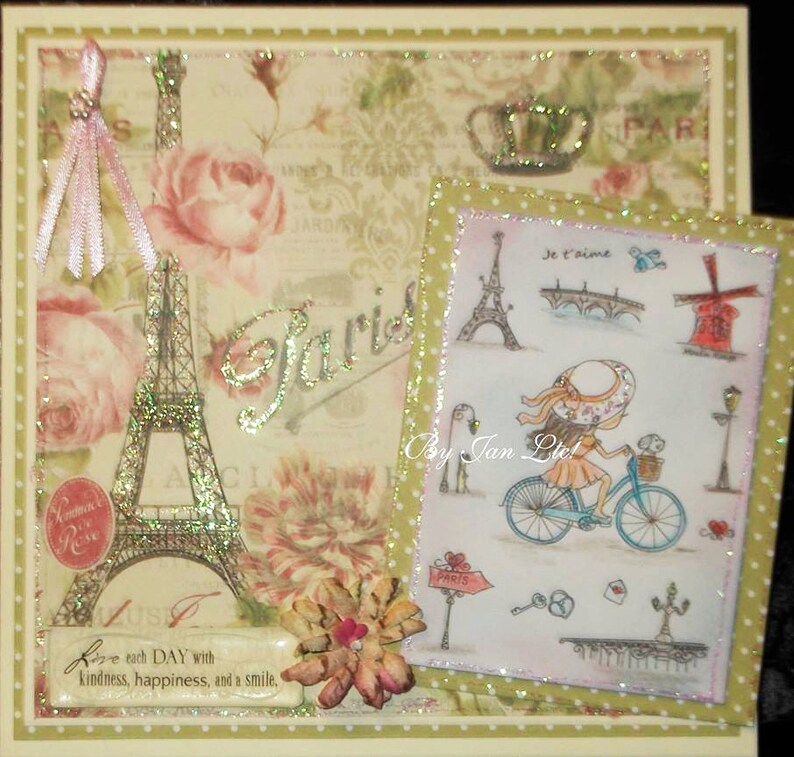 Digital Stamp bonus elements for cut, Paris stamps, Parisian girl in bike, Parisian elements, Eiffel Tower. The Paris Collection. Paris. image 4