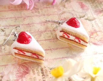 Handmade Polymer Clay Earrings. Strawberry Cakes