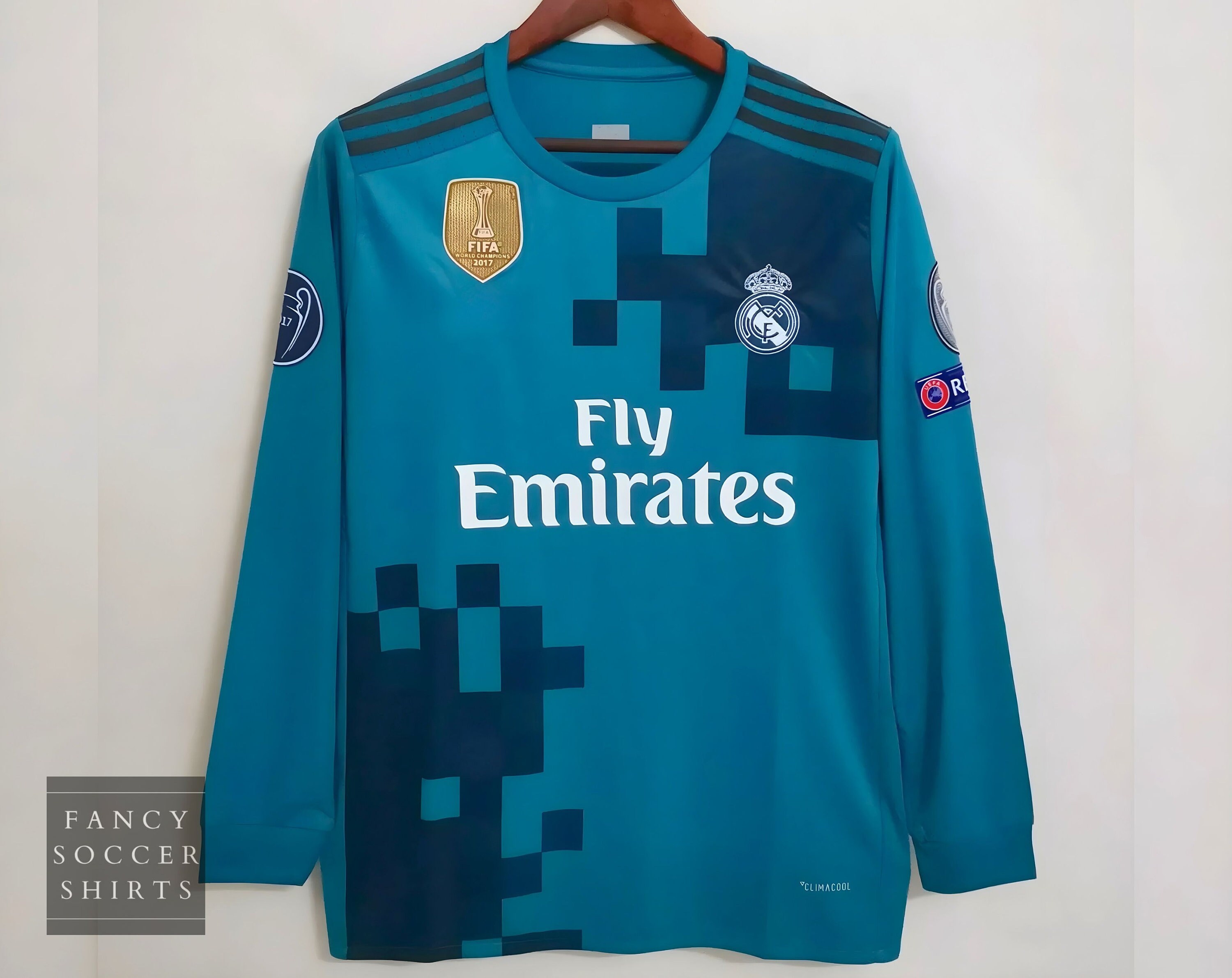 Real Madrid Jersey 17-18 UEFA Champions League and FIFA Patches Men Long  Sleeve