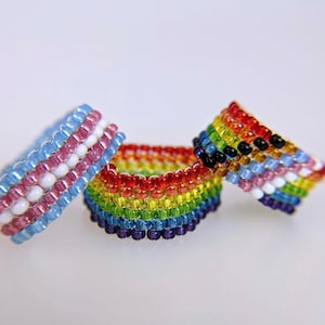 Beaded fidget ring, LGBT pride themed