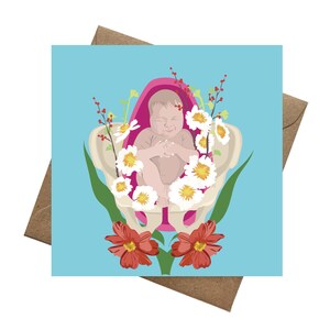 Naissance florale Nouveau bébé | Douche de bébé | Félicitations | Carte de vœux de baptême