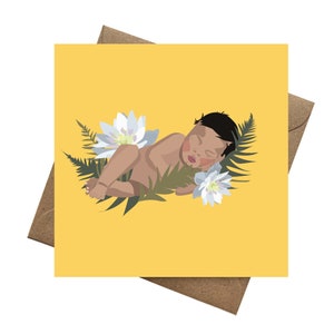 Feuilles de sommeil Nouveau bébé | Douche de bébé | Félicitations | Carte de vœux de baptême