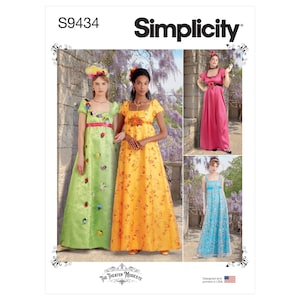 Misses and Women's Regency Era Style Dresses Simplicity Sewing Pattern S9434 Uncut, FF