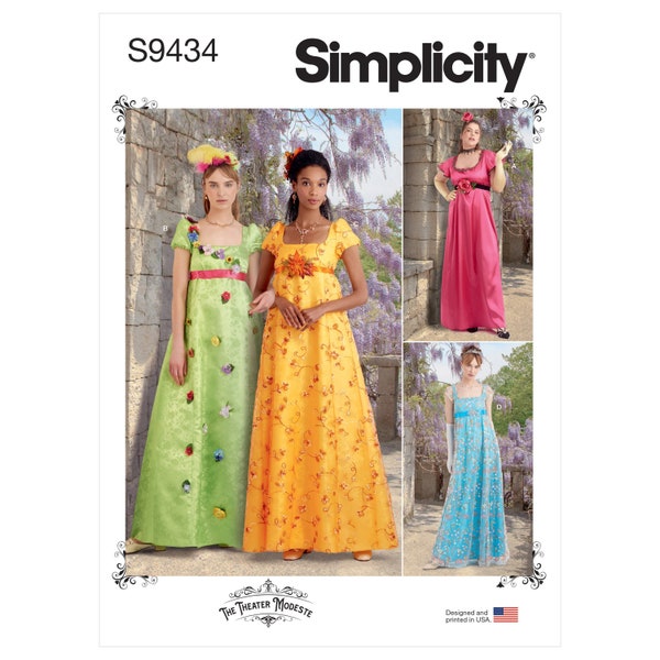 Misses and Women's Regency Era Style Dresses Simplicity Sewing Pattern S9434