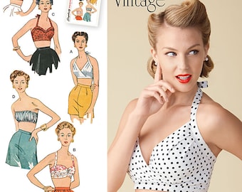 Misses' Vintage 1950s Bra Tops Simplicity Sewing Pattern 1426