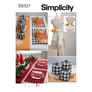 Table Decor, Decorations, Tea Towel and Apron Simplicity Sewing Pattern S9357 Uncut, FF