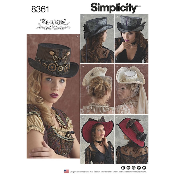 Hats in Three Sizes Simplicity Sewing Pattern 8361