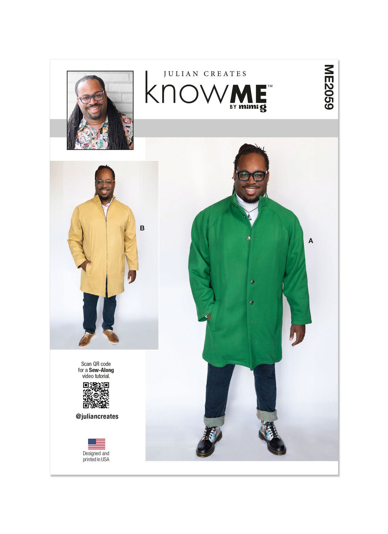 Men's Coat by Julian Creates Know Me Sewing Pattern ME2059 Uncut