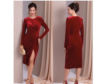 open lace back dress Navy Velvet Drape Gown with Puffed Sleeves by Badgley Mischka main image 0