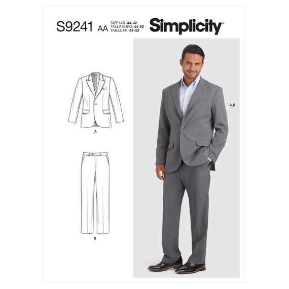 Buy Men's Suit Jacket & Trousers Simplicity S9241 AA 34-42 OR BB 44-52 Fall  of 2021 Sewing Pattern for Blazer and Slacks for Office, Event Online in  India - Etsy