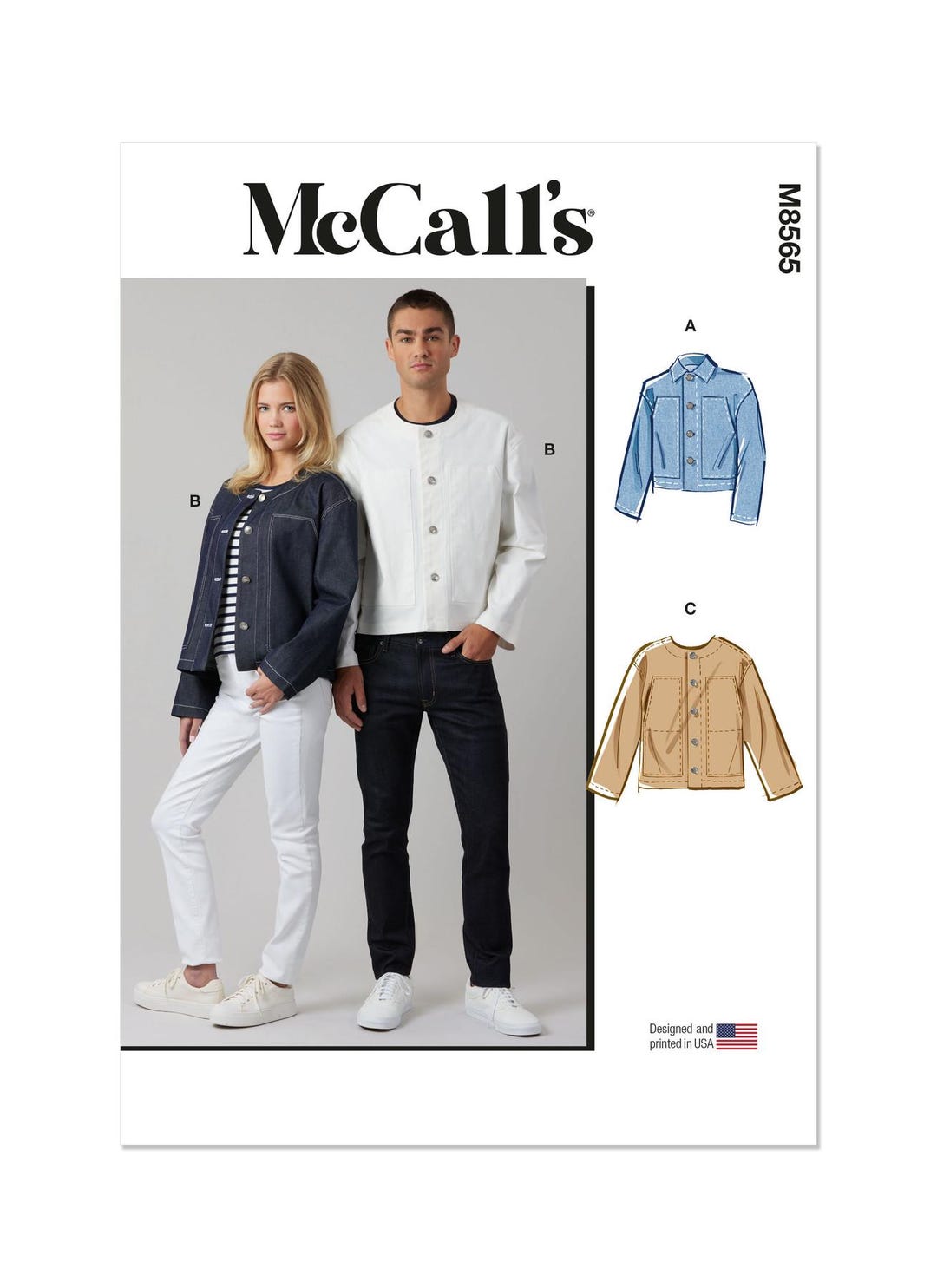 Unisex Jacket With Collar Variations Mccall's Sewing Pattern M8565