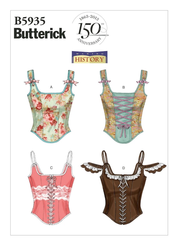 Boned Corsets With Lacing and Ruffle Variations Butterick Sewing