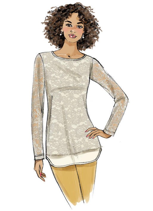 Misses' Knit, Lace-detail Tops Butterick Sewing Pattern