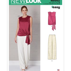 Misses&#39; Drape Top & Wide Leg Pants New Look Sewing Pattern N6662 Uncut, FF