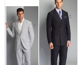 Men's Single or Double-Breasted Suit Jacket and Pants Vogue Sewing Pattern V8988