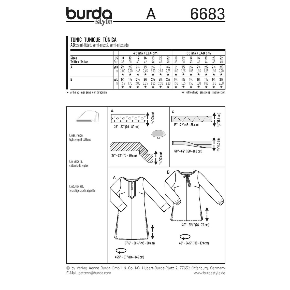 Women's Tunic Burda Style Sewing Pattern 6683 Uncut, FF - Etsy
