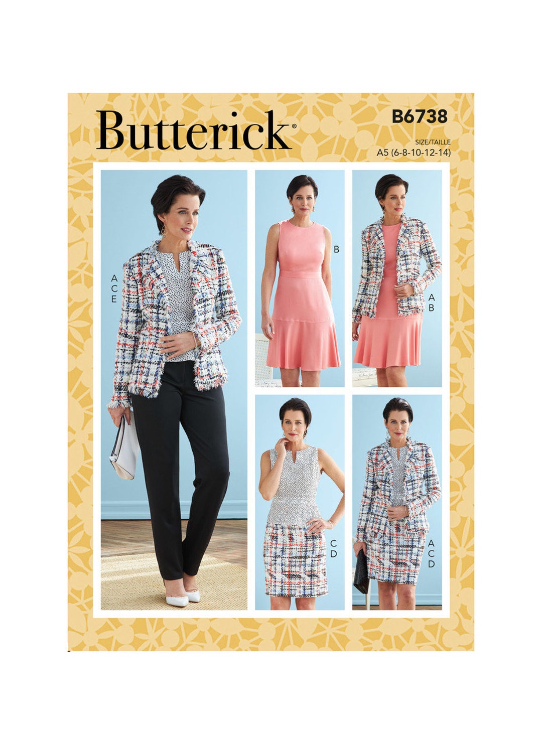 Misses Jacket, Dress, Top, Skirt & Pants Butterick Sewing Pattern B6738 ...
