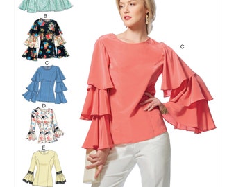 Misses' Princess Seam Tops with Flared Sleeve Variations Vogue Sewing Pattern V9243 Uncut, FF