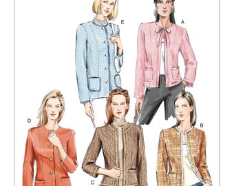 Misses/Misses Petite Collarless Jackets Vogue Sewing Pattern V7975 Uncut, FF