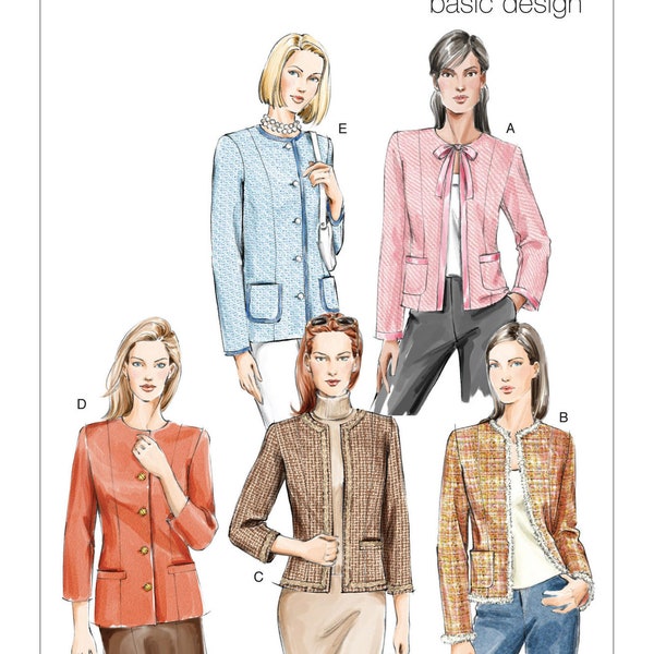 Misses/Misses Petite Collarless Jackets Vogue Sewing Pattern V7975