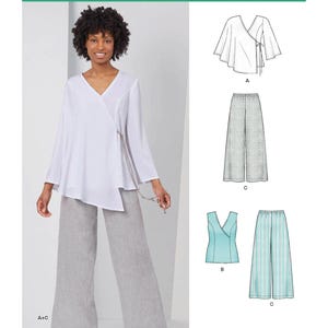 Misses&#39; Tops and Pull On Pants New Look Sewing Pattern N6625 Uncut, FF