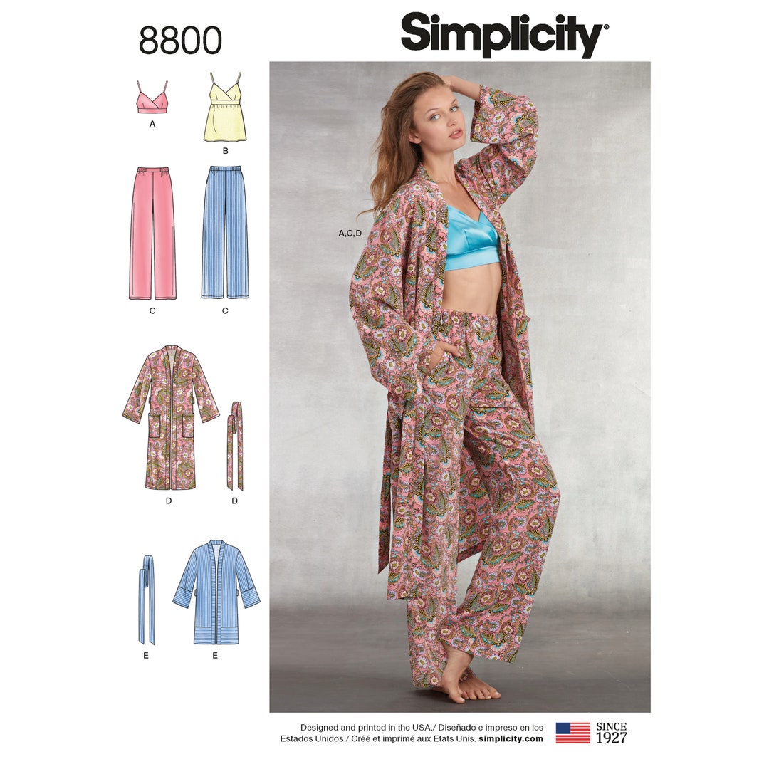 Misses Robe, Pants, Top and Bralette Simplicity Sewing Pattern 8800 ...
