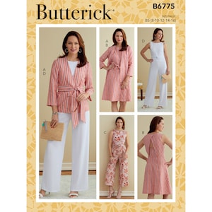 Misses&#39; & Women&#39;s Jacket, Sash, Dress and Jumpsuit Butterick Sewing Pattern B6775 Uncut, FF