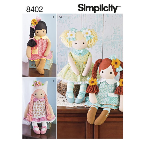 23" Stuffed Dolls with Clothes Simplicity Sewing Pattern 8402