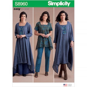 Misses Dress Or Tunic, Skirt and Pant Simplicity Sewing Pattern S8960 Uncut, FF