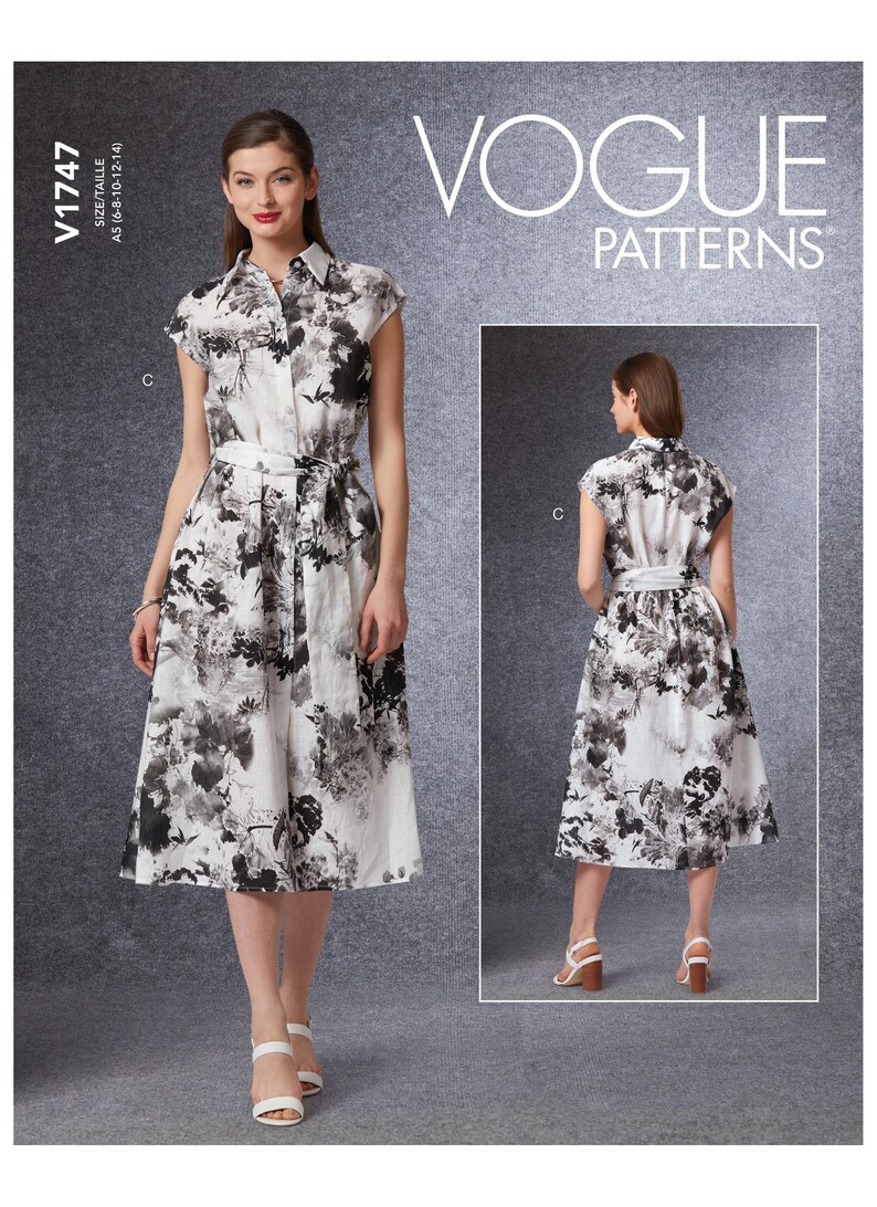 Misses' Dress and Belt Vogue Sewing Pattern V1747 Etsy