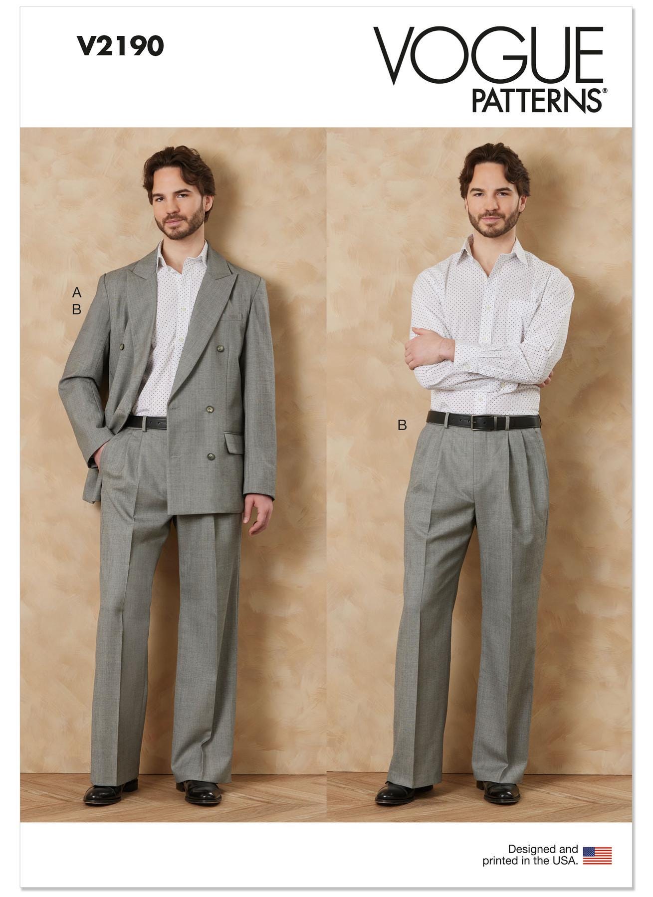 Men's Relaxed Suit Vogue Sewing Pattern V2190 Uncut, FF - Etsy