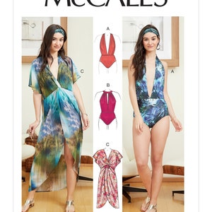 Out Of Print Misses' Swimsuit and Cover-Up McCall's Sewing Pattern M7964 Uncut, FF Size (8-22)