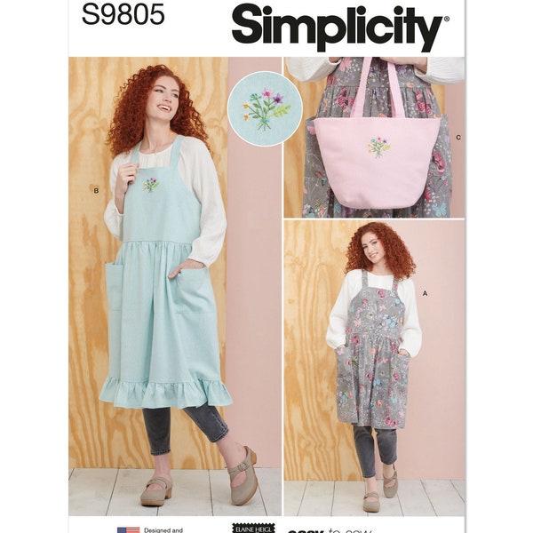 Misses Pinafore Aprons and Tote in One Size by Elaine Heigl Designs Simplicity Sewing Pattern S9805