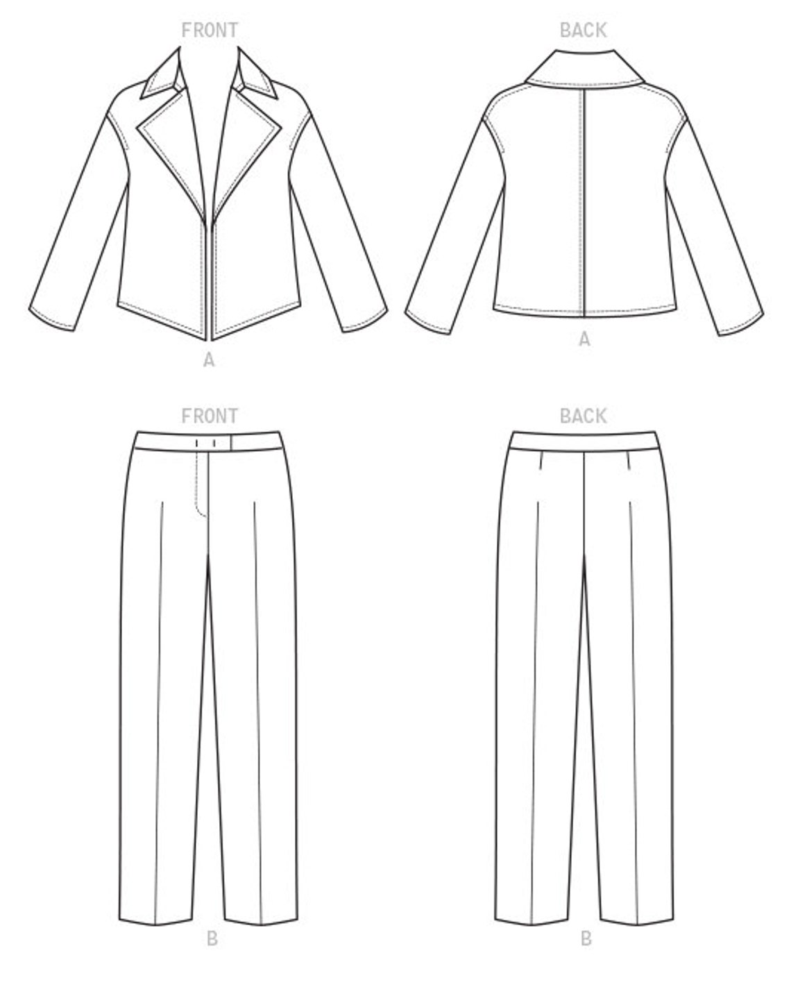 Misses' Open Loose Jacket and Slim Pants Vogue Sewing Etsy