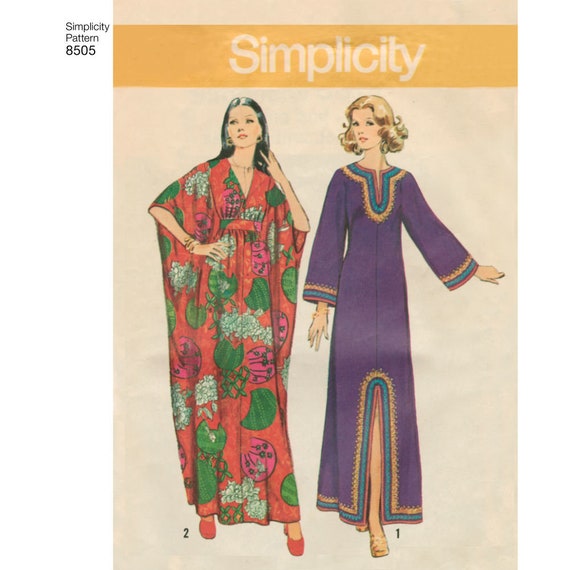 在庫処分 激安 食品 Misses Vintage Uncut 8505 Pattern Sewing Simplicity Caftans 裁縫材料