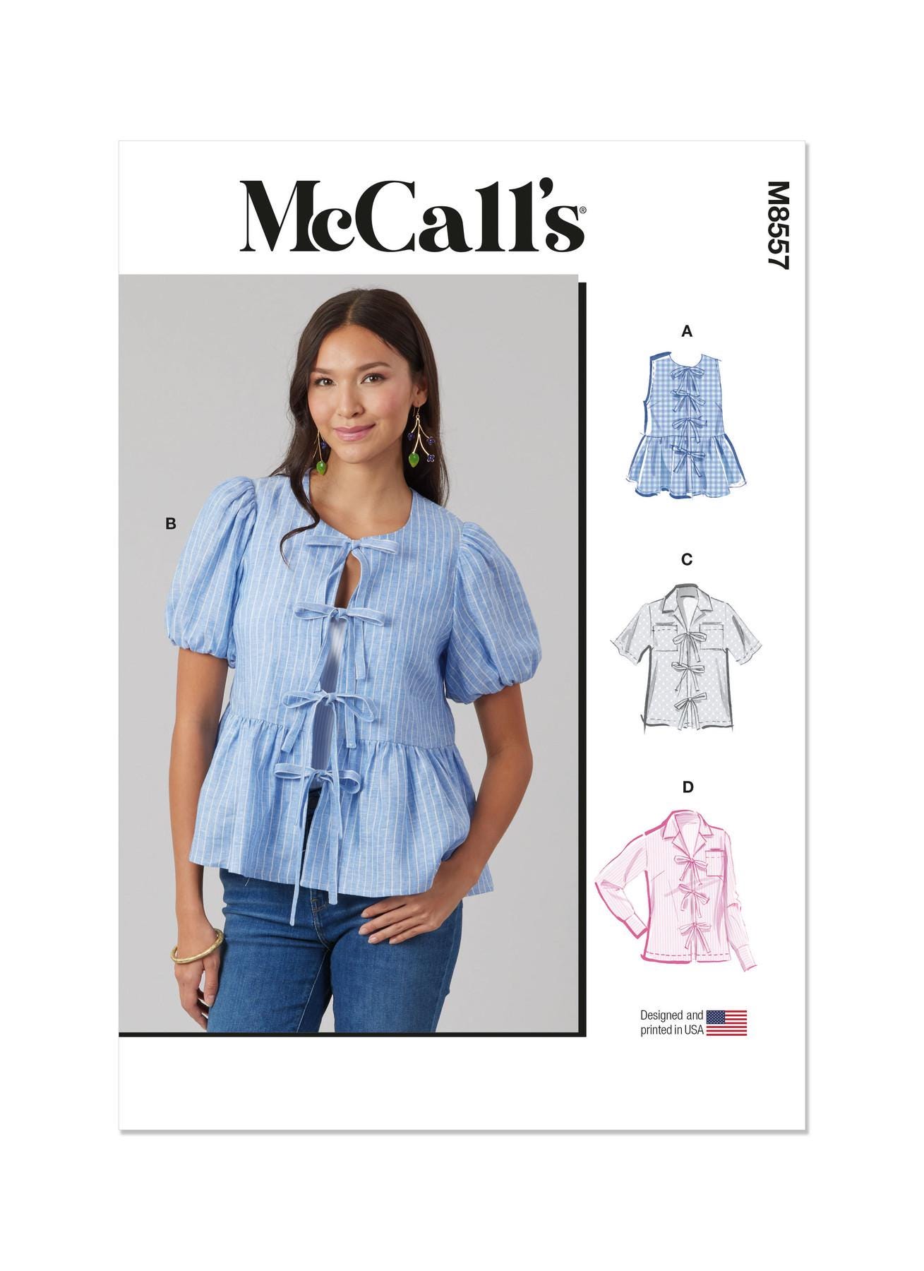 Misses' and Women's Tops Mccall's Sewing Pattern M8557 Uncut