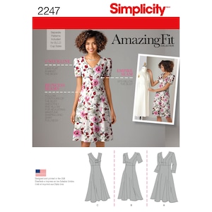 Misses&#39; & Plus Size Amazing Fit Dresses Simplicity Sewing Pattern 2247 Uncut, FF