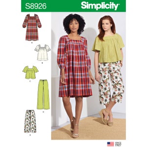 Misses Dress, Tops, and Pants Simplicity Sewing Pattern S8926