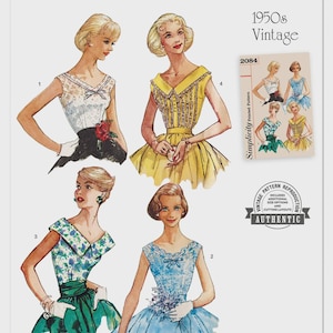 May include: Simplicity vintage sewing pattern S3252, featuring illustrations of 1950s dresses. The cover art showcases four different dress designs in various colors, with the Simplicity logo and text "easy-to-sew". Includes additional size options and cutting layouts.