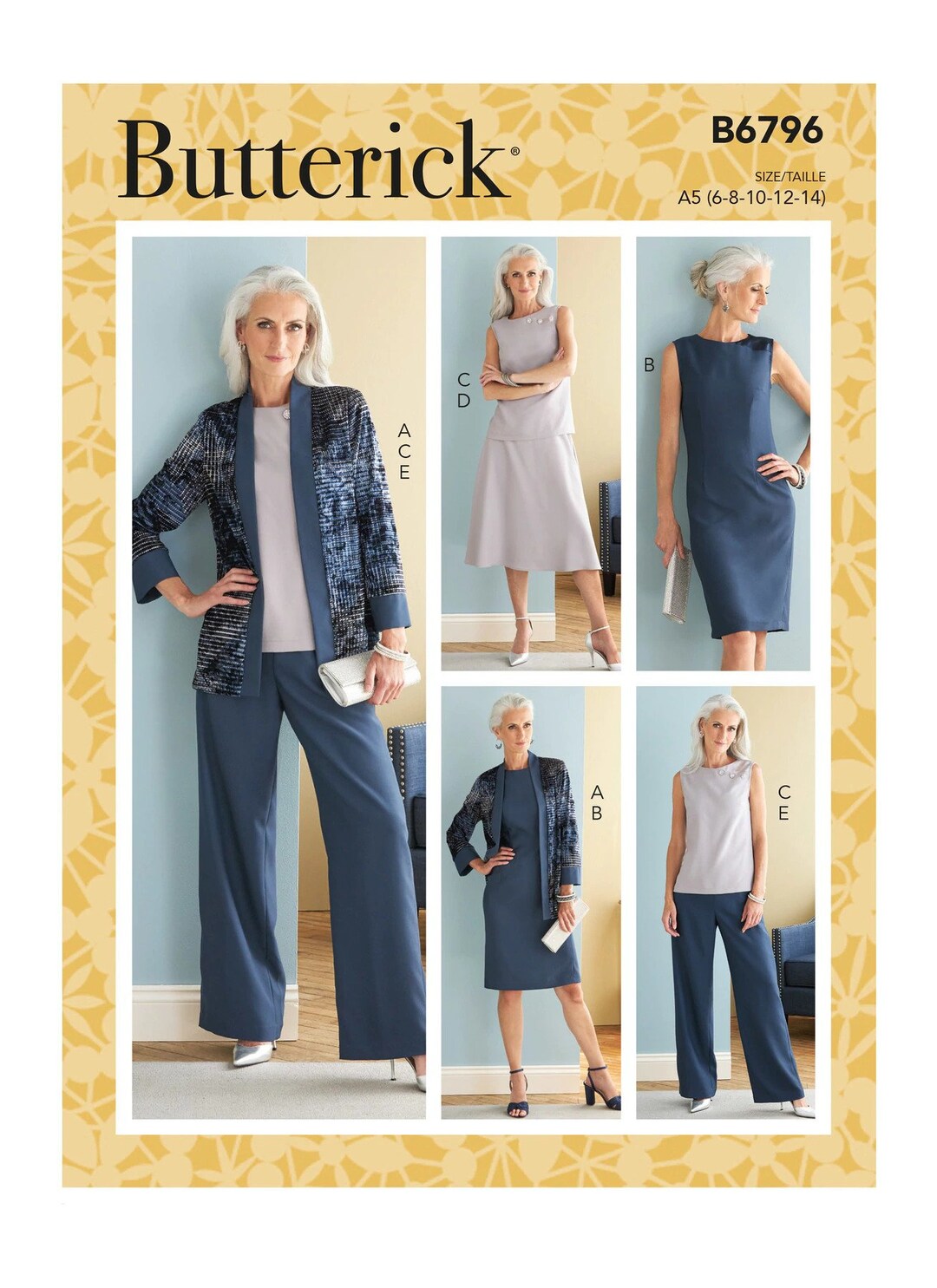 Misses Jacket, Dress, Top, Skirt & Pants Butterick Sewing Pattern B6796 ...