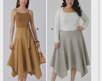 Misses' and Women's Handkerchief Hem Skirt and Tie Belt McCall's Sewing Pattern M8659 Uncut, FF