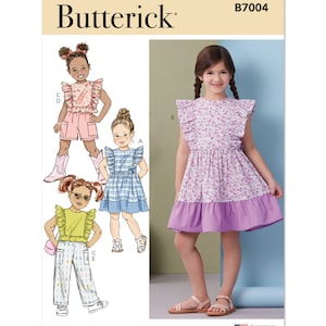 Children&#39;s Dresses, Top, Shorts and Pants Butterick Sewing Pattern B7004 Uncut, FF